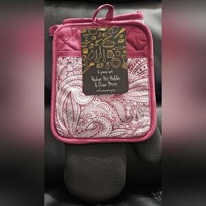 Sultan's Linens 2 Piece Pocket Pot Holder & Oven Mitt Set NWT